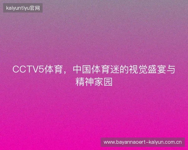 CCTV5体育，中国体育迷的视觉盛宴与精神家园